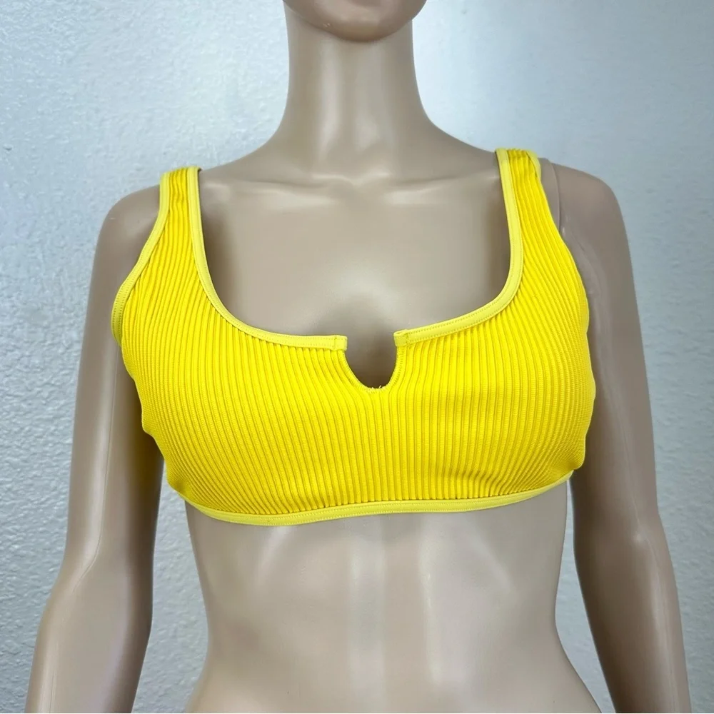 Hollister Yellow Ribbed Bikini Top siz M